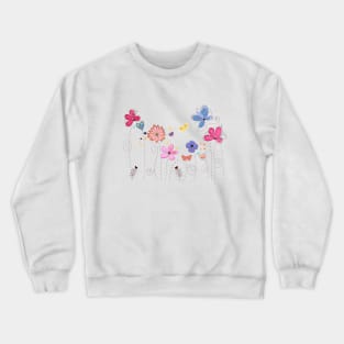 Spring time colorful doodle flowers Crewneck Sweatshirt